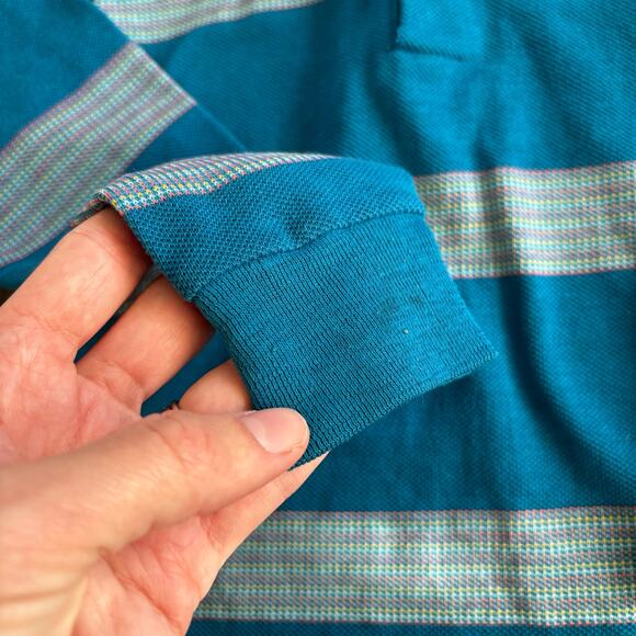 Vintage Winnie the Pooh Boys Polo Shirt Size 7 Blue Striped - Picture 3 of 8